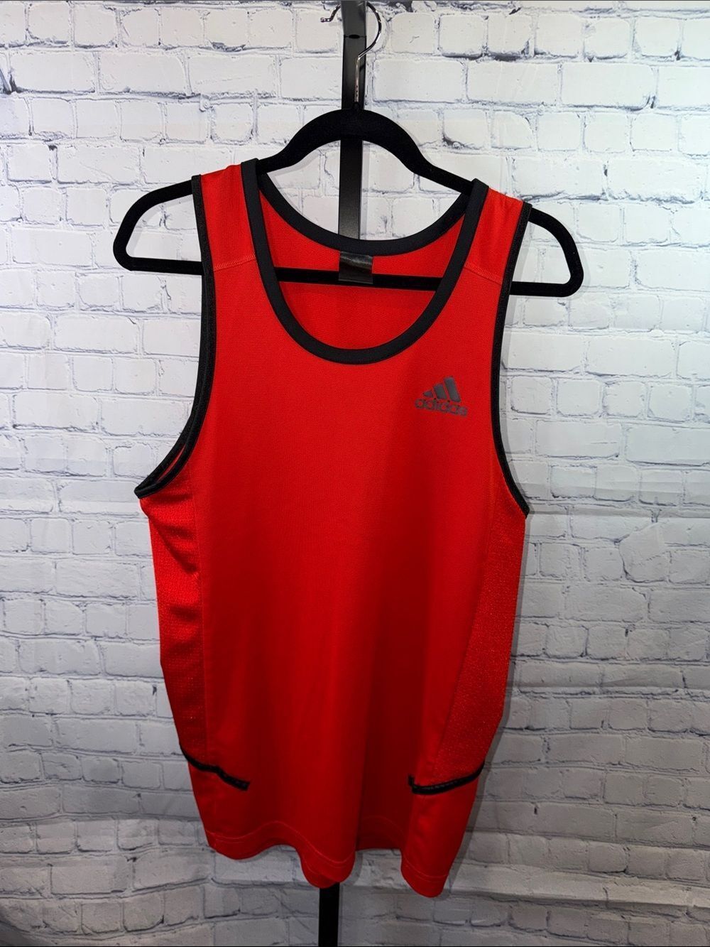 Adidas Red Performance Tank with Black Accents